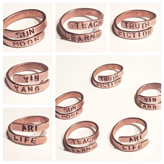 Custom Stamped Two Word Adjustable Copper Ring